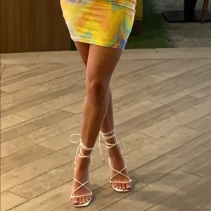 SHEIN white lace up heels